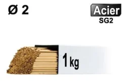 Baguettes métal d'apport TIG - ACIER - Ø 2 - Vrac 1kg