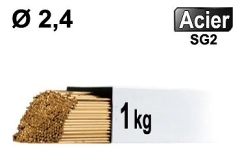 Baguettes métal d'apport TIG - ACIER - Ø 2,4 - Vrac 1kg