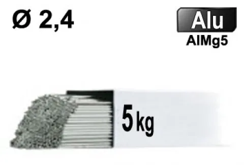 Baguettes métal d'apport TIG - ALU AlMg5 - Ø 2,4 - Etui de 5kg