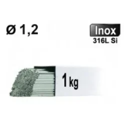 Baguettes métal d'apport TIG - INOX 316L - Ø 1,2 - Vrac 1kg