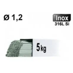 Baguettes métal d'apport TIG - INOX 316L - Ø 1,2 - Etui de 5kg