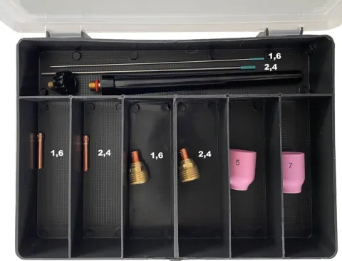 Coffret TIG pour torche SR9 AC/DC, SR20 AC/DC, SR20HD AC/DC- Montage GAS-LENS