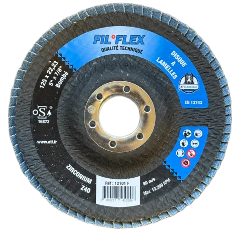DISQUE A LAMELLES D125 GRAIN 40 ~ BOMBÉ ~ FIL°FLEX