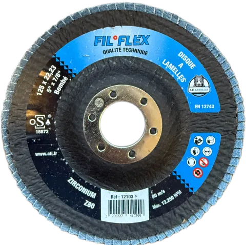 DISQUE A LAMELLES D125 GRAIN 80 ~ BOMBÉ ~ FIL°FLEX