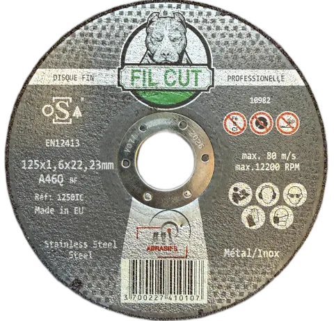 DISQUE A TRONCONNER EXTRA FIN METAL/INOX 125X1,6X22 FIL CUT