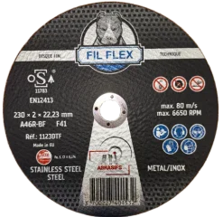 DISQUE A TRONCONNER METAL/INOX 230X2X22 ~ FIL°FLEX