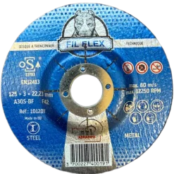 DISQUE A TRONCONNER METAL 125X3X22 ~ BOMBÉ ~ FIL°FLEX