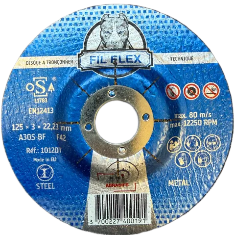 DISQUE A TRONCONNER METAL 125X3X22 ~ BOMBÉ ~ FIL°FLEX
