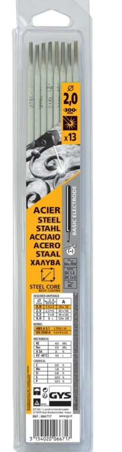 Electrodes ACIER basiques - D 2 - (Blister de 13 pièces)