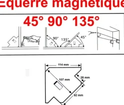 EQUERRE MAGNETIQUE avec intérrupteur marche/arret - Epaisseur 26 mm - Côté 114mm