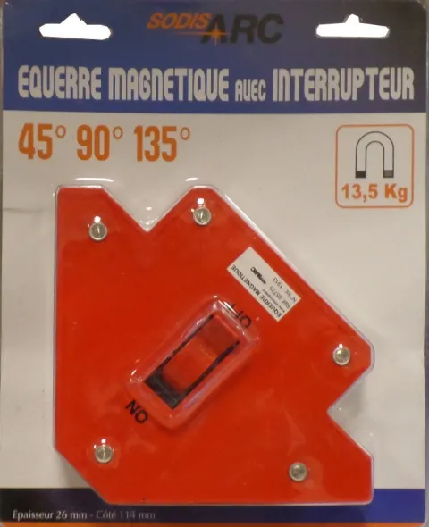 EQUERRE MAGNETIQUE avec intérrupteur marche/arret - Epaisseur 26 mm - Côté 114mm