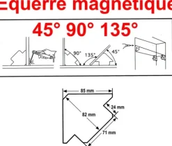 EQUERRE MAGNETIQUE - Epaisseur 14 mm - Côté 85mm