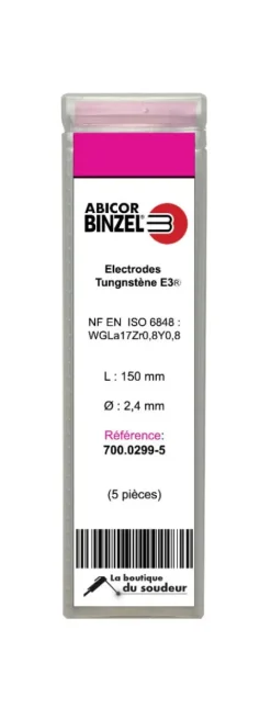 5 électrodes 150 mm, tungstène E3, Ø 2.4 mm - Lila - Binzel -
