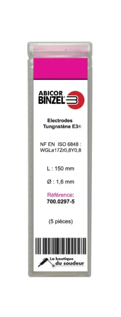 5 électrodes 150 mm, tungstène E3, Ø 1.6 mm - Lila - Binzel -