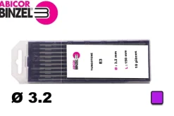 10 électrodes 150 mm, tungstène E3, Ø 3.2 mm - Lila - Binzel -
