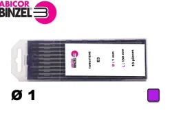 10 électrodes 150 mm, tungstène E3, Ø 1 mm - Lila - Binzel -