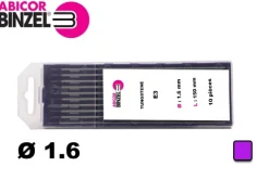 10 électrodes 150 mm, tungstène E3, Ø 1.6 mm - Lila - Binzel -