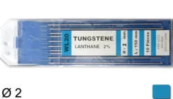 10 électrodes 150 mm, tungstène WL20, Ø 2 mm - Bleu