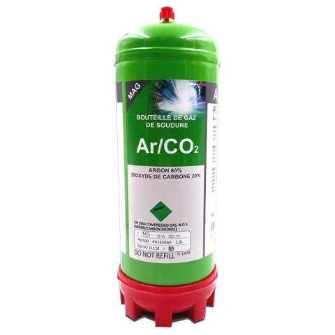 PACK (X3) BOUTEILLES GAZ ARGON + CO2 jetable 2,2 Litres - Soudure Acier Inox