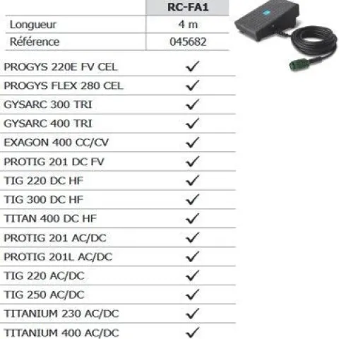 Pédale commande poste TIG - Connecteur 7 broches GYS