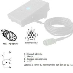 Pédale commande poste TIG - Connecteur 7 broches GYS