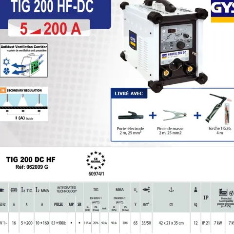Poste de soudure PROTIG 200 DC avec accessoires - GYS