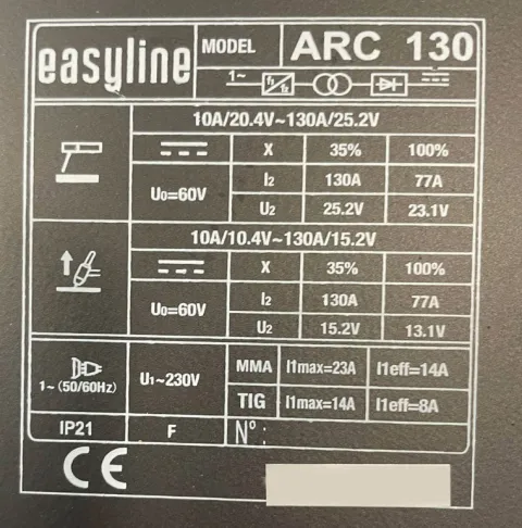 Poste à souder EASYLINE ARC 130 - EASYWELD - avec équipements - PROMO