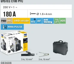 Poste à souder GYSTEC E180 PFC - Livré en mallette - GYS