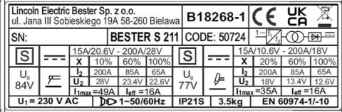 Poste à souder MMA BESTER S211 - LINCOLN - Boite carton