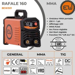 Poste à souder MMA - EASYLINE RAFALE 160 - EASYWELD "NEW 2026"