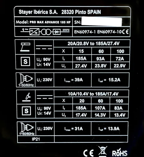 Poste à souder PRO MAX ADVANCED 185 HF - Livré en mallette- STAYER