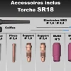 Torche TIG SR18 à double commande - 4M - connecteur 35/50 (AMPHENOL)