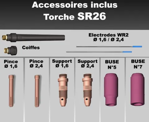 Torche TIG SR26 GRIP à double commande - 4M - connecteur 35/50 - DIN