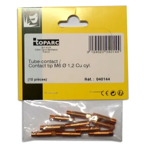 10 tubes contacts Ø 1,2 M6 - Pour torche 150 A - (Adaptable NO-GAZ 1,2)